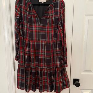 LOFT Plaid Dress - Red, Green, Black
